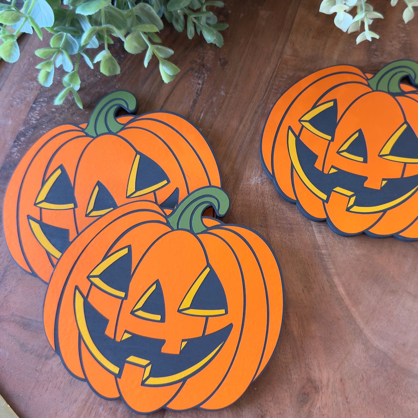 Jack-O-Lantern Wooden Coasters
