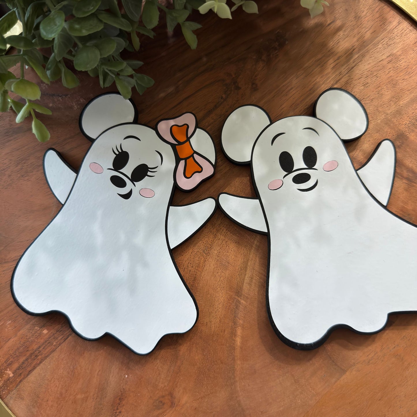 Mr. and Mrs. Ghost Wooden Coasters